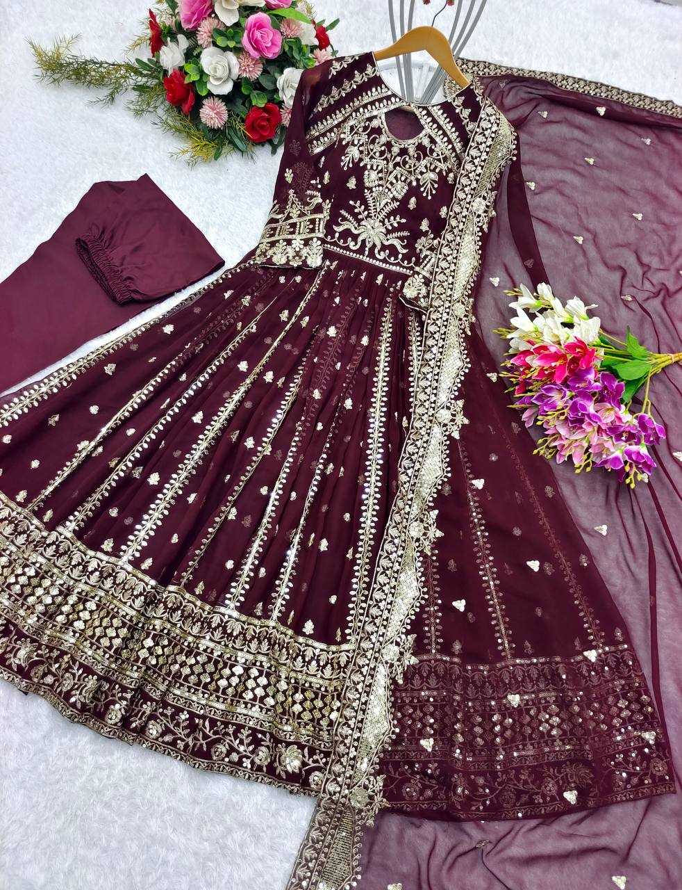 Ynf Faux Georgette KESH506 8028 Gowns Wholesale Wedding Gown Party Wear Gowns Reception Gowns Manufacturer- Kapda Export
