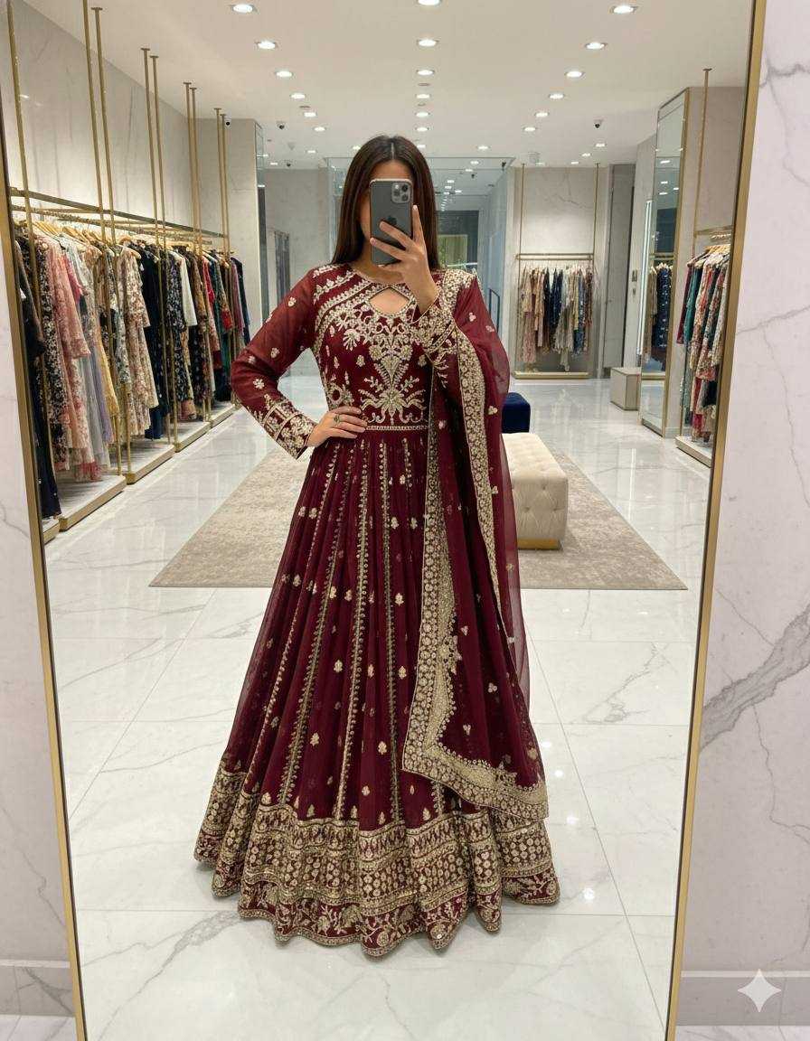 Ynf Faux Georgette KESH506 8028 Gowns Wholesale Wedding Gown Party Wear Gowns Reception Gowns Manufacturer- Kapda Export