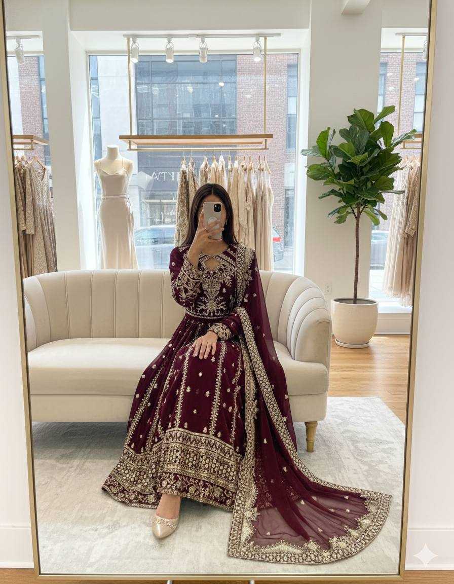 Ynf Faux Georgette KESH506 8028 Gowns Wholesale Wedding Gown Party Wear Gowns Reception Gowns Manufacturer- Kapda Export