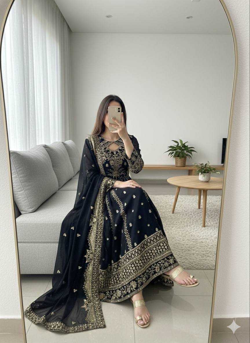 Ynf Faux Georgette KESH506 8028 Gowns Wholesale Wedding Gown Party Wear Gowns Reception Gowns Manufacturer- Kapda Export