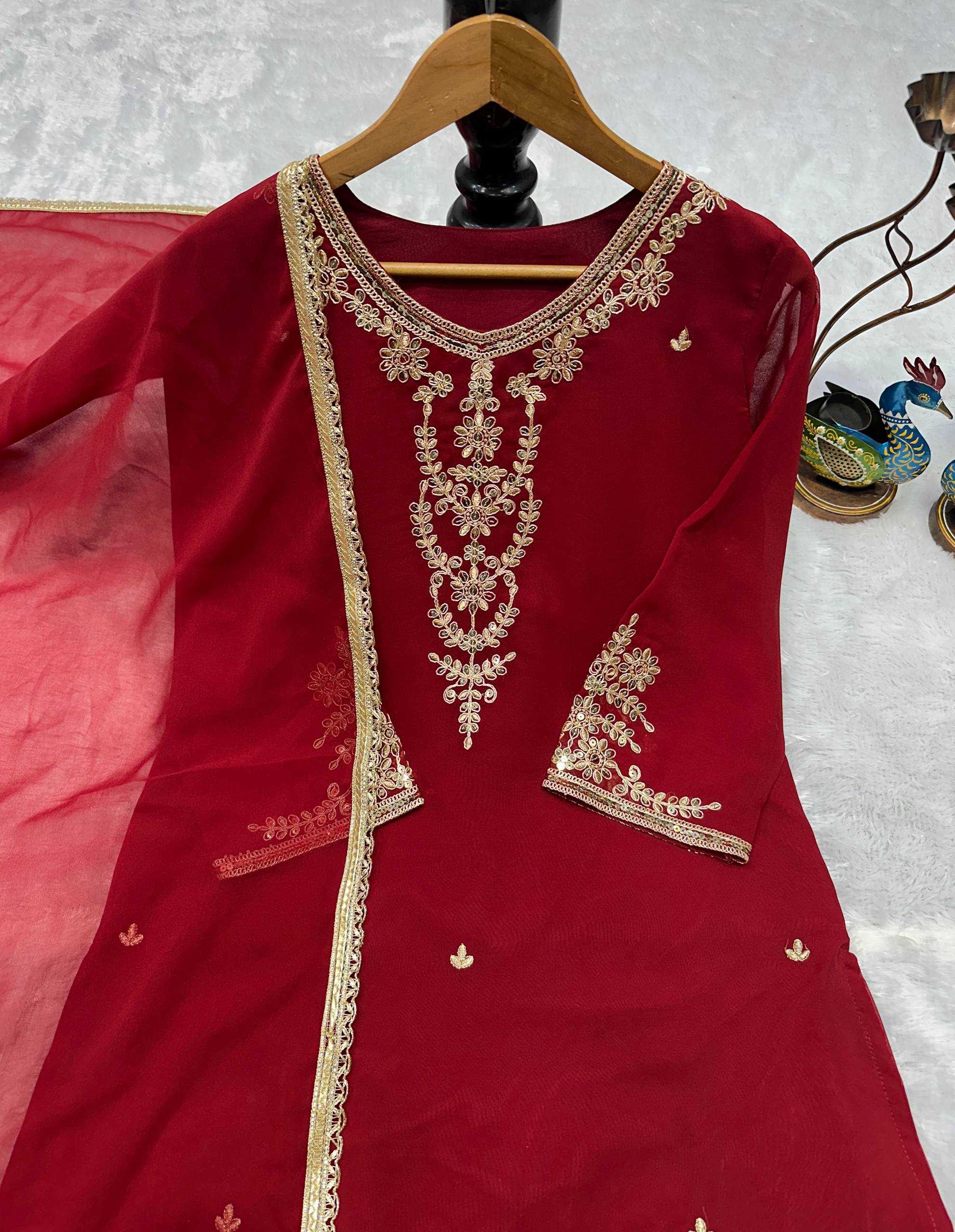 Ynf Faux Georgette KESH523 322 Kurti Wholesale Kurti Bottom With Dupatta Embroidered Kurtis Kurti With Palazzo Manufacturer- Kapda Export