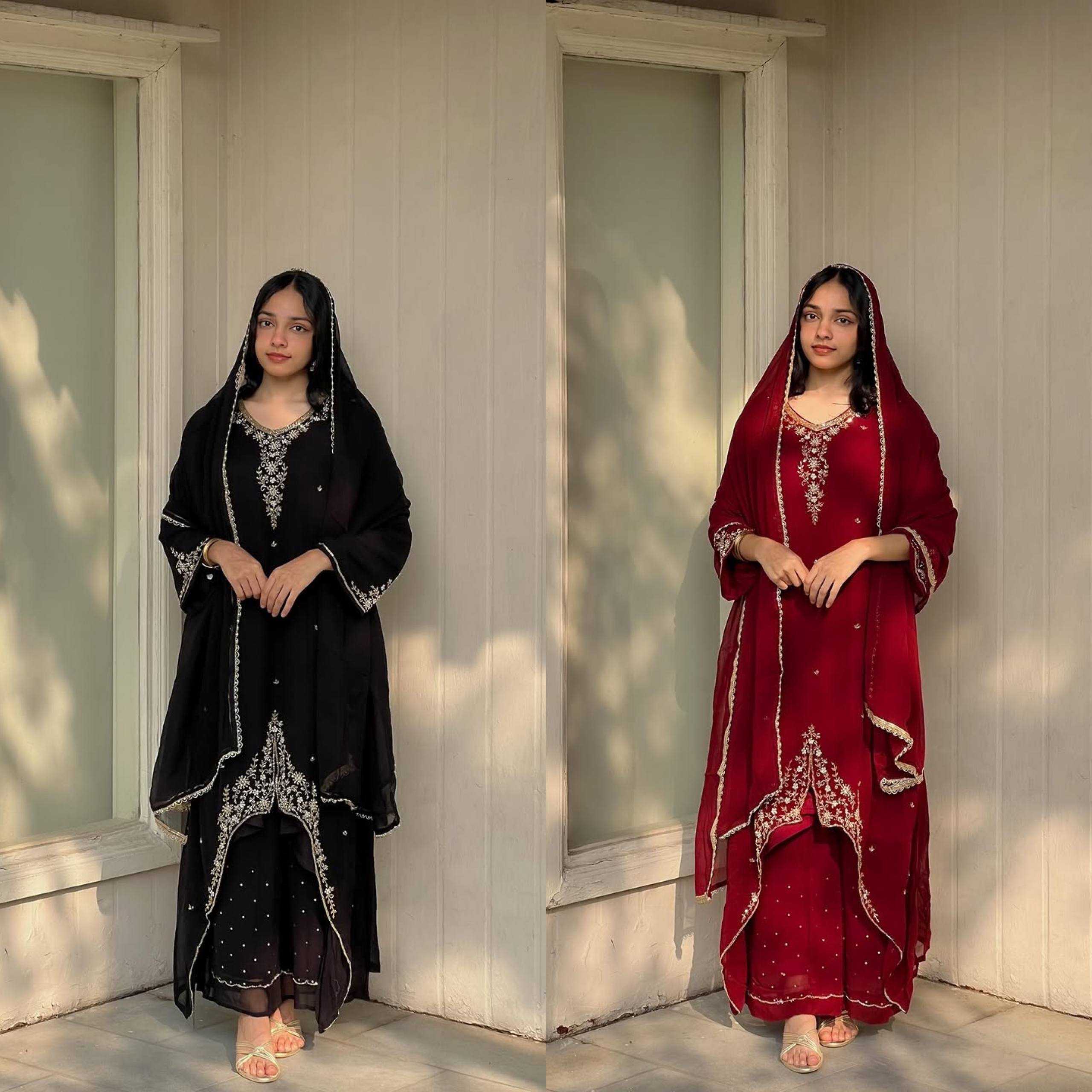 Ynf Faux Georgette KESH523 322 Kurti Wholesale Kurti Bottom With Dupatta Embroidered Kurtis Kurti With Palazzo Manufacturer- Kapda Export