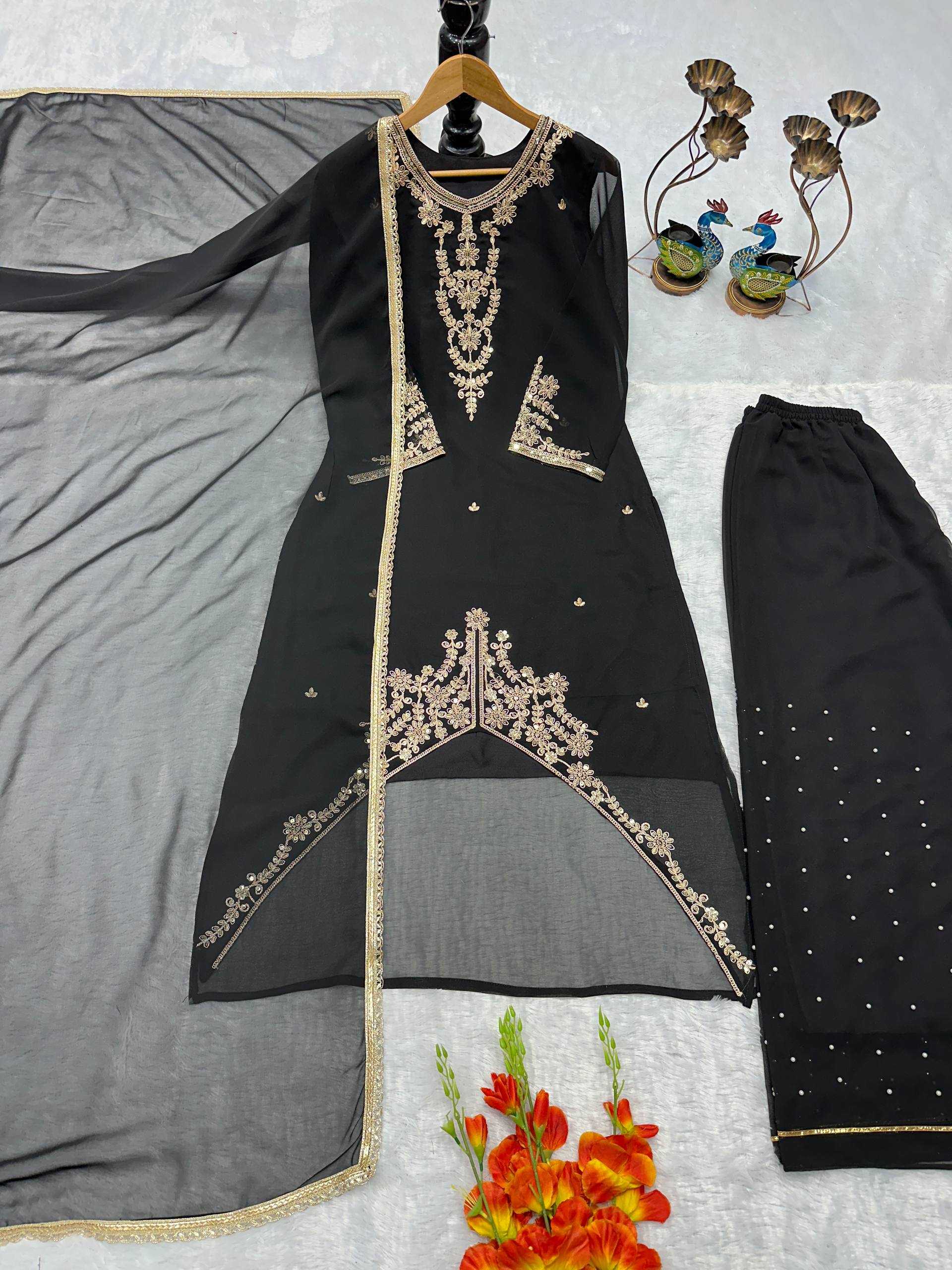 Ynf Faux Georgette KESH523 322 Kurti Wholesale Kurti Bottom With Dupatta Embroidered Kurtis Kurti With Palazzo Manufacturer- Kapda Export