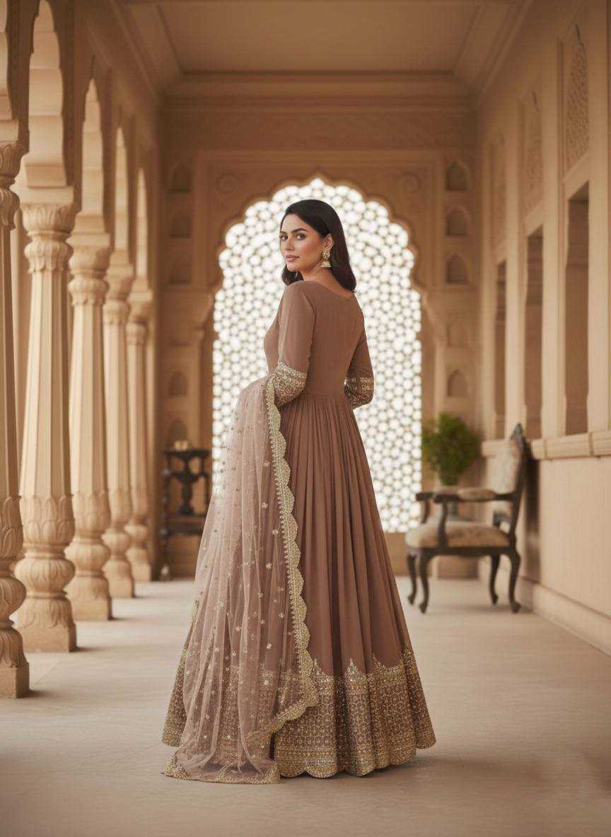 Ynf Faux Georgette KESH638 194 Gowns Wholesale Anarkali Gown Embroidered Gown Designer Gowns Manufacturer- Kapda Export