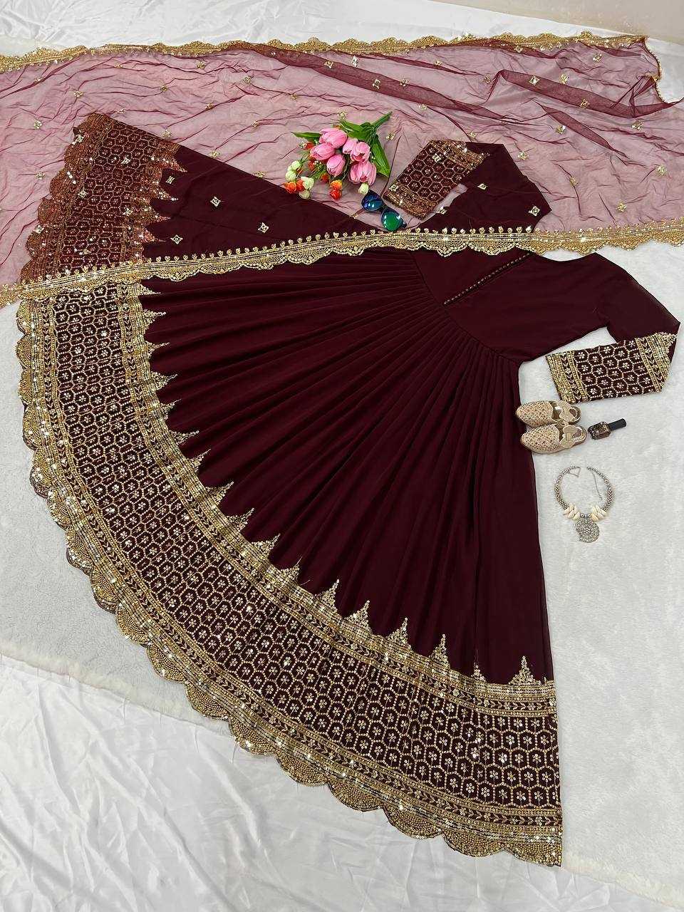 Ynf Faux Georgette KESH638 194 Gowns Wholesale Anarkali Gown Embroidered Gown Designer Gowns Manufacturer- Kapda Export