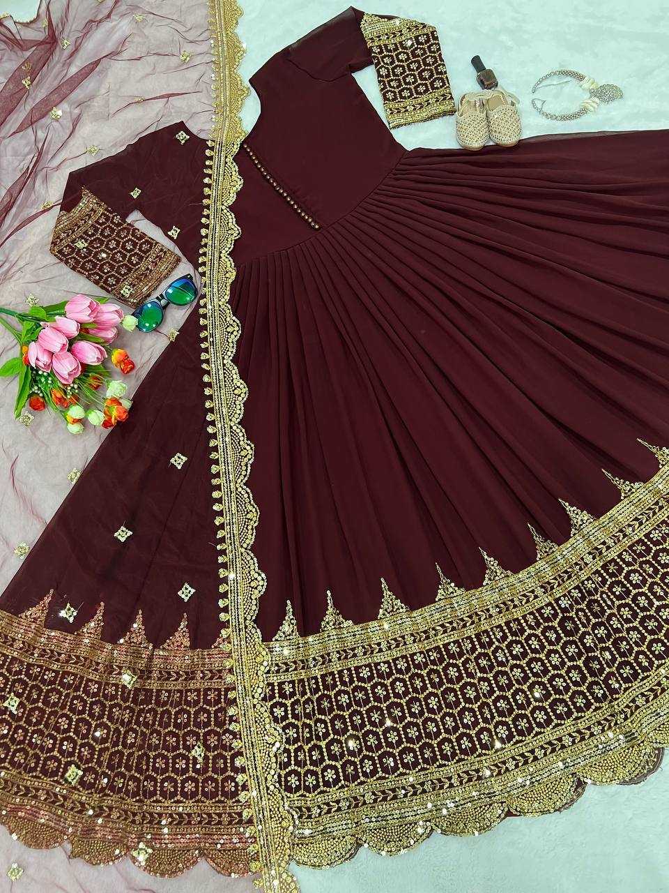 Ynf Faux Georgette KESH638 194 Gowns Wholesale Anarkali Gown Embroidered Gown Designer Gowns Manufacturer- Kapda Export