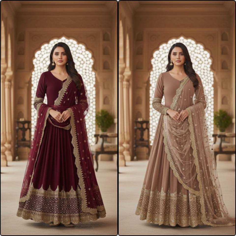 Ynf Faux Georgette KESH638 194 Gowns Wholesale Anarkali Gown Embroidered Gown Designer Gowns Manufacturer- Kapda Export