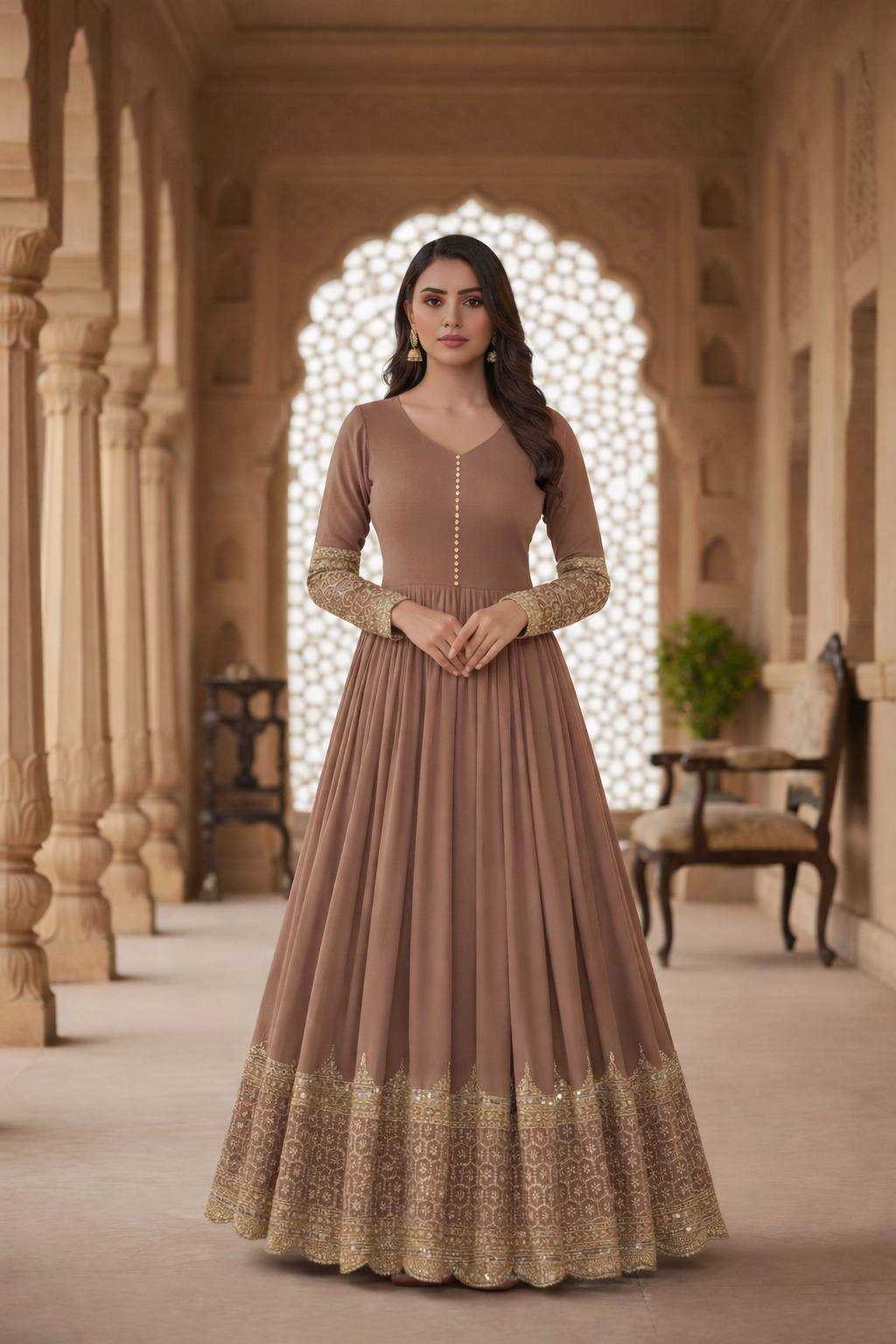 Ynf Faux Georgette KESH638 194 Gowns Wholesale Anarkali Gown Embroidered Gown Designer Gowns Manufacturer- Kapda Export