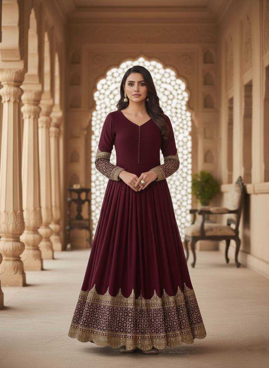 Ynf Faux Georgette KESH638 194 Gowns Wholesale Anarkali Gown Embroidered Gown Designer Gowns Manufacturer- Kapda Export