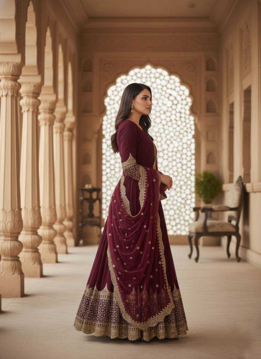 Ynf Faux Georgette KESH638 194 Gowns Wholesale Anarkali Gown Embroidered Gown Designer Gowns Manufacturer- Kapda Export
