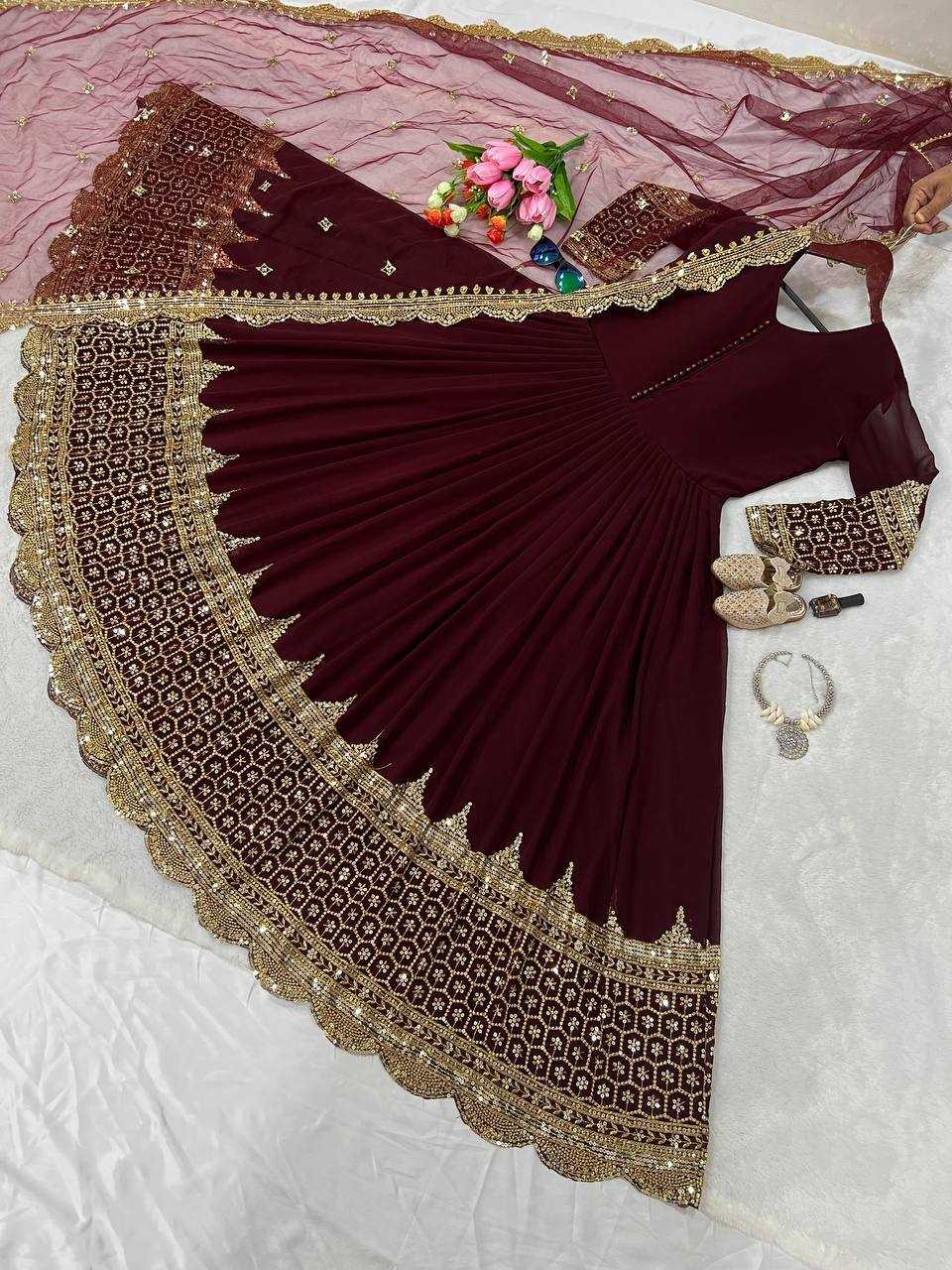 Ynf Faux Georgette KESH638 194 Gowns Wholesale Anarkali Gown Embroidered Gown Designer Gowns Manufacturer- Kapda Export