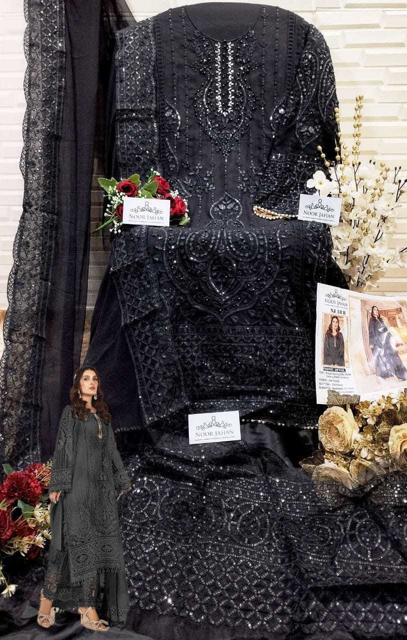 Ynf Faux Georgette KESH677 NJ - 18 Black Suits & Dresses Islamic Clothing Festive Collections Wholesale Pakistani Suits Embroidery Suits Black Salwar Suit Manufacturer- Kapda Export