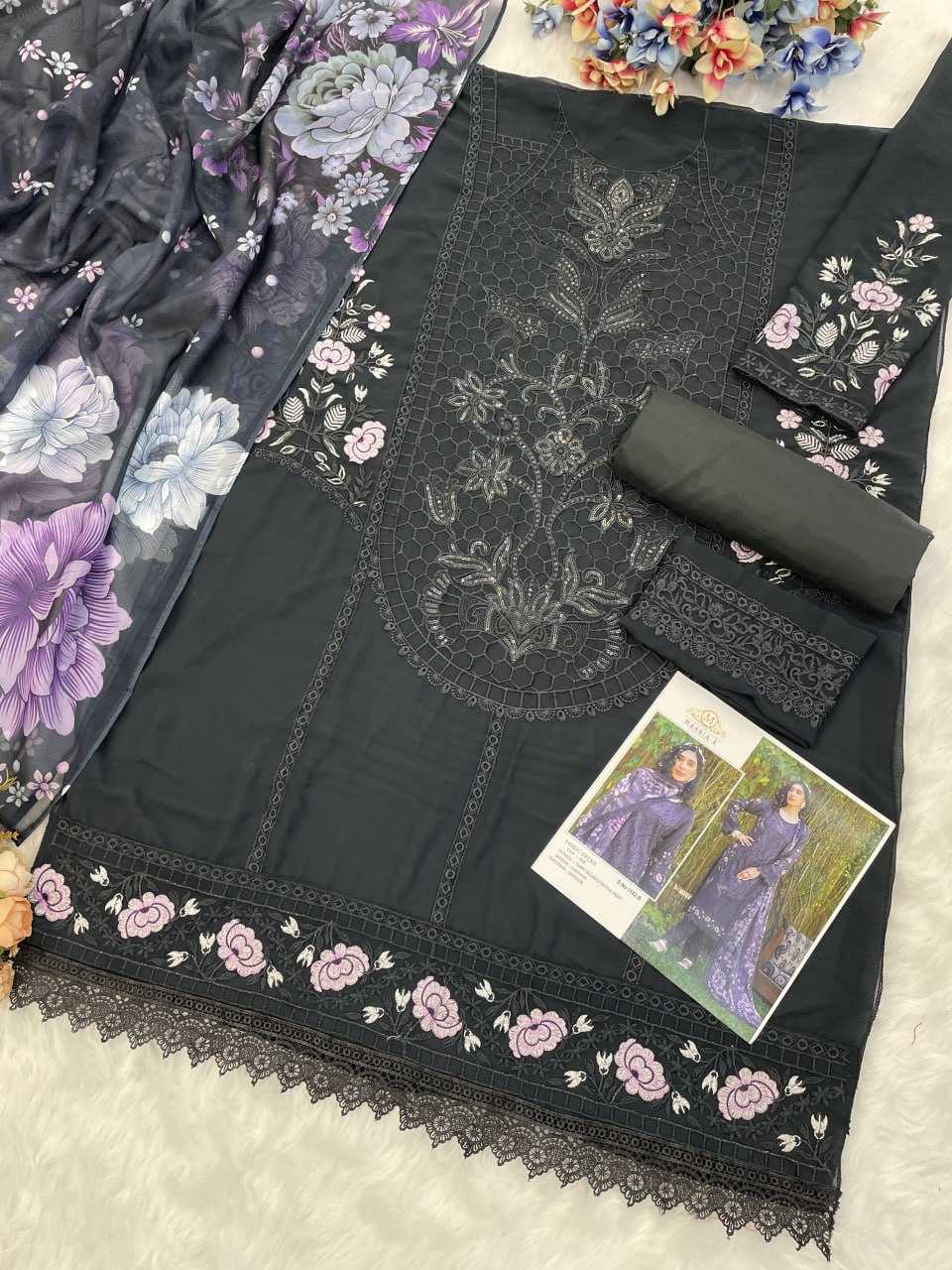 Ynf Faux Georgette KESH704 MAARIA 1183 Kurti Wholesale Embroidered Kurtis Printed Silk Kurti Georgette Kurtis Manufacturer- Kapda Export