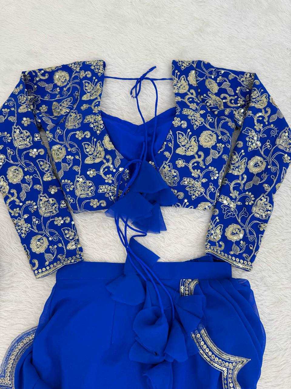 Ynf Faux Georgette RIN133 58 Sarees Wholesale Party Wear Sarees Fancy Sarees Ruffle Sarees Manufacturer- Kapda Export