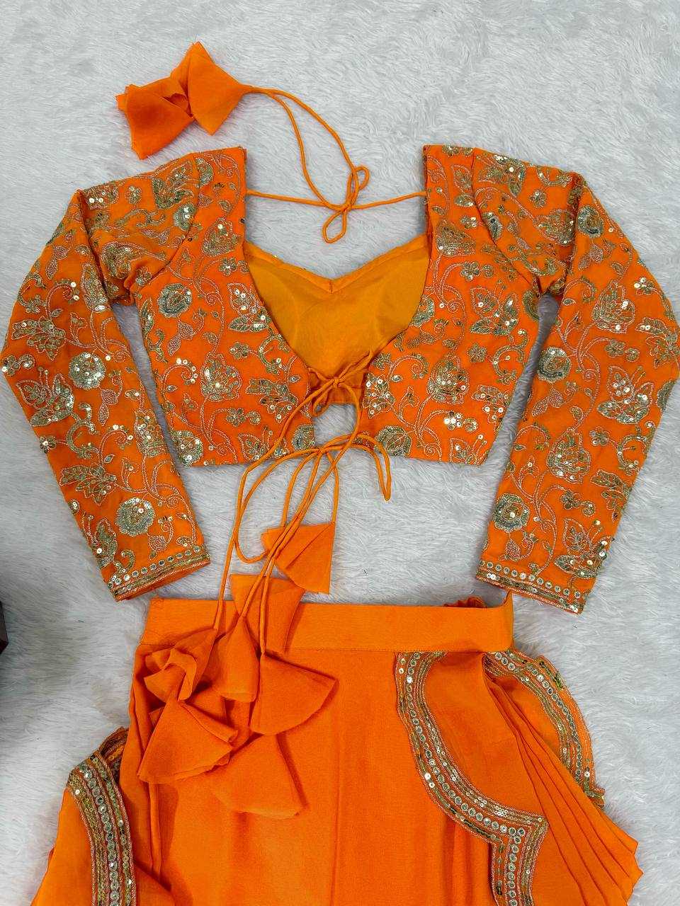 Ynf Faux Georgette RIN133 58 Sarees Wholesale Party Wear Sarees Fancy Sarees Ruffle Sarees Manufacturer- Kapda Export