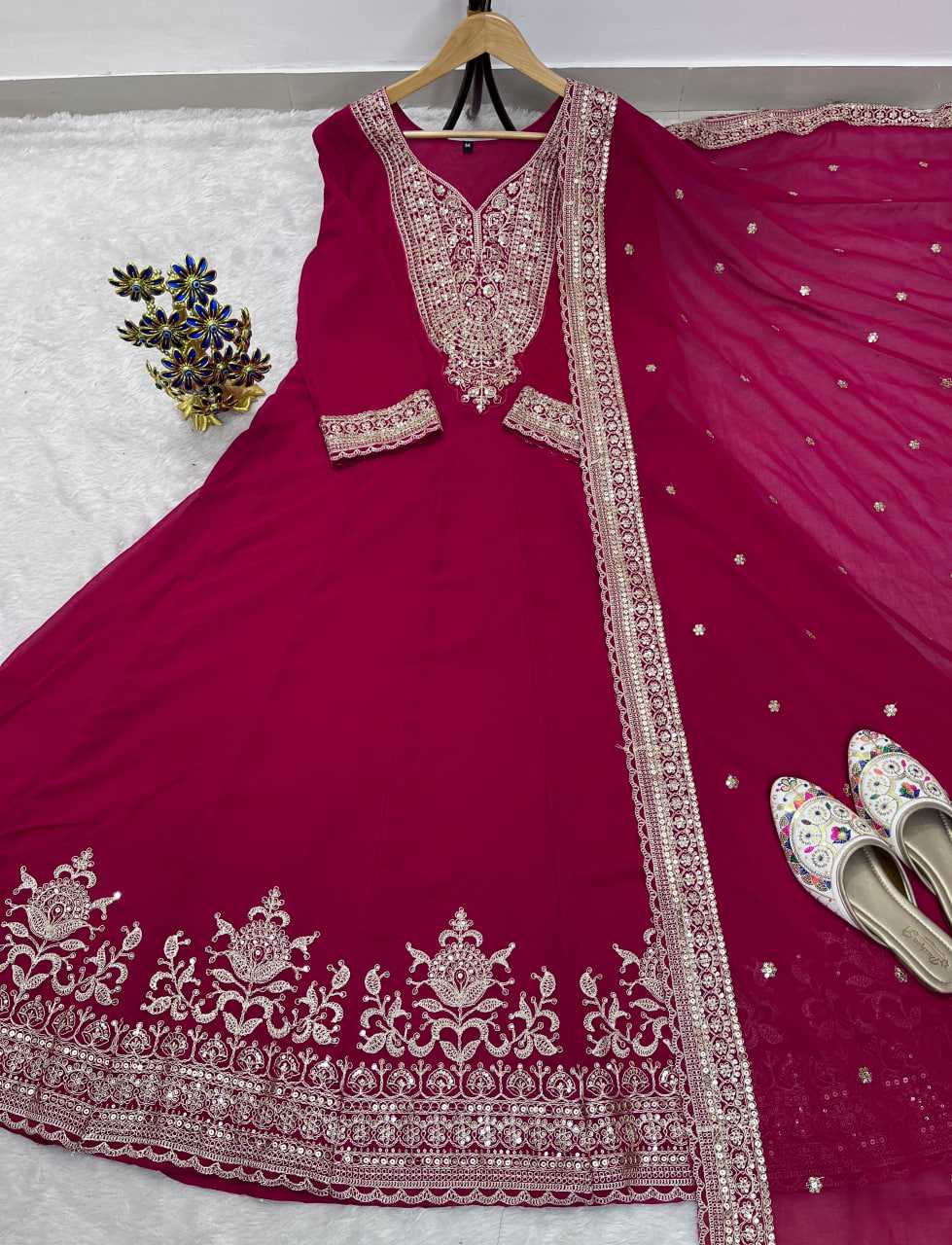 Ynf Faux Georgette RIN212 7099 Gowns Wholesale Embroidery Gowns Party Gowns Long Gowns Manufacturer- Kapda Export