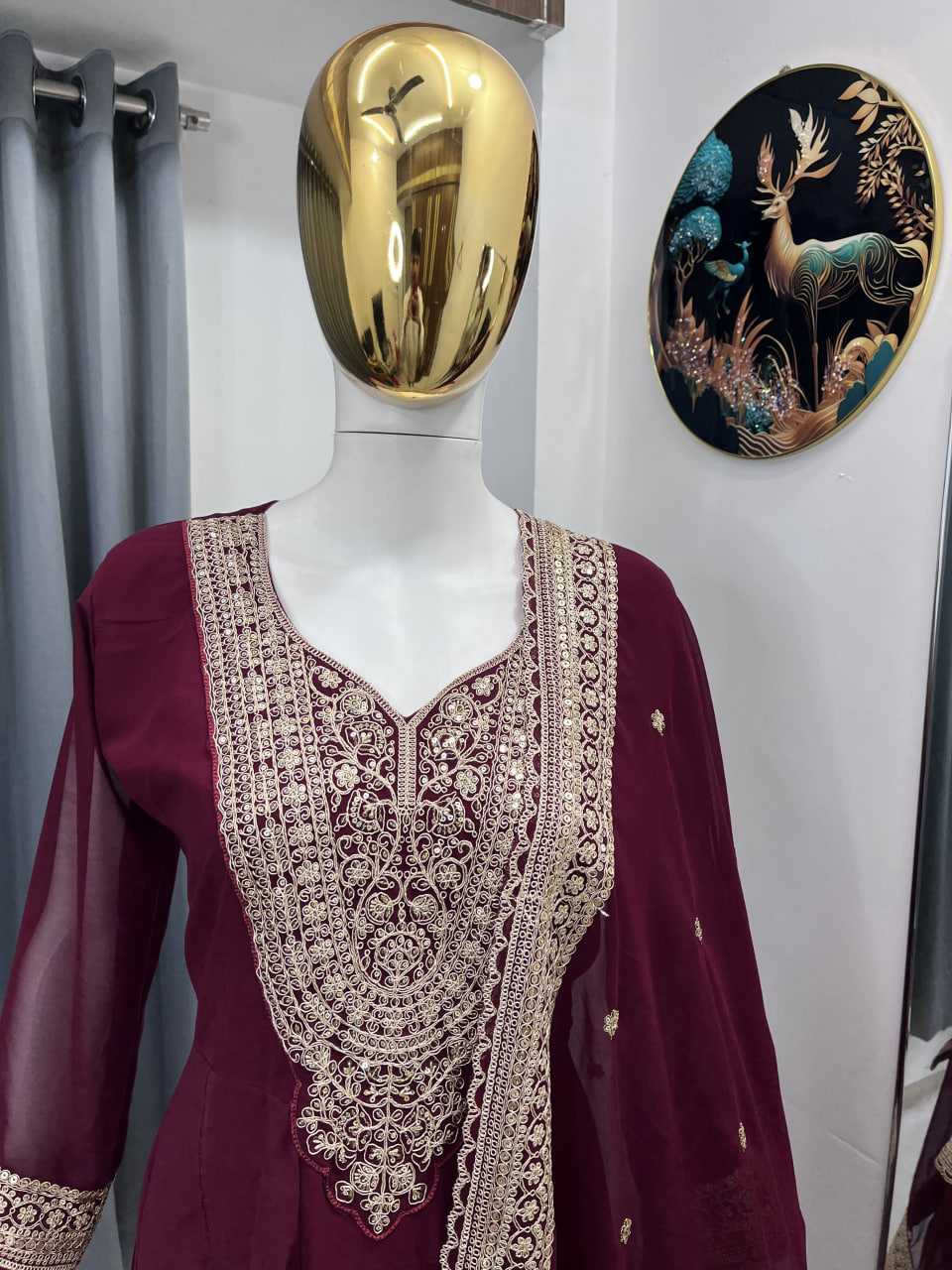 Ynf Faux Georgette RIN212 7099 Gowns Wholesale Embroidery Gowns Party Gowns Long Gowns Manufacturer- Kapda Export