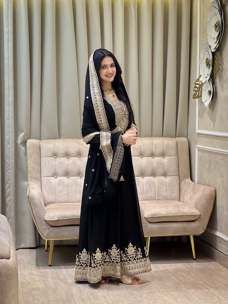 Ynf Faux Georgette RIN212 7099 Gowns Wholesale Embroidery Gowns Party Gowns Long Gowns Manufacturer- Kapda Export