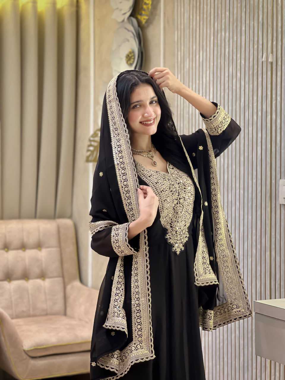 Ynf Faux Georgette RIN212 7099 Gowns Wholesale Embroidery Gowns Party Gowns Long Gowns Manufacturer- Kapda Export