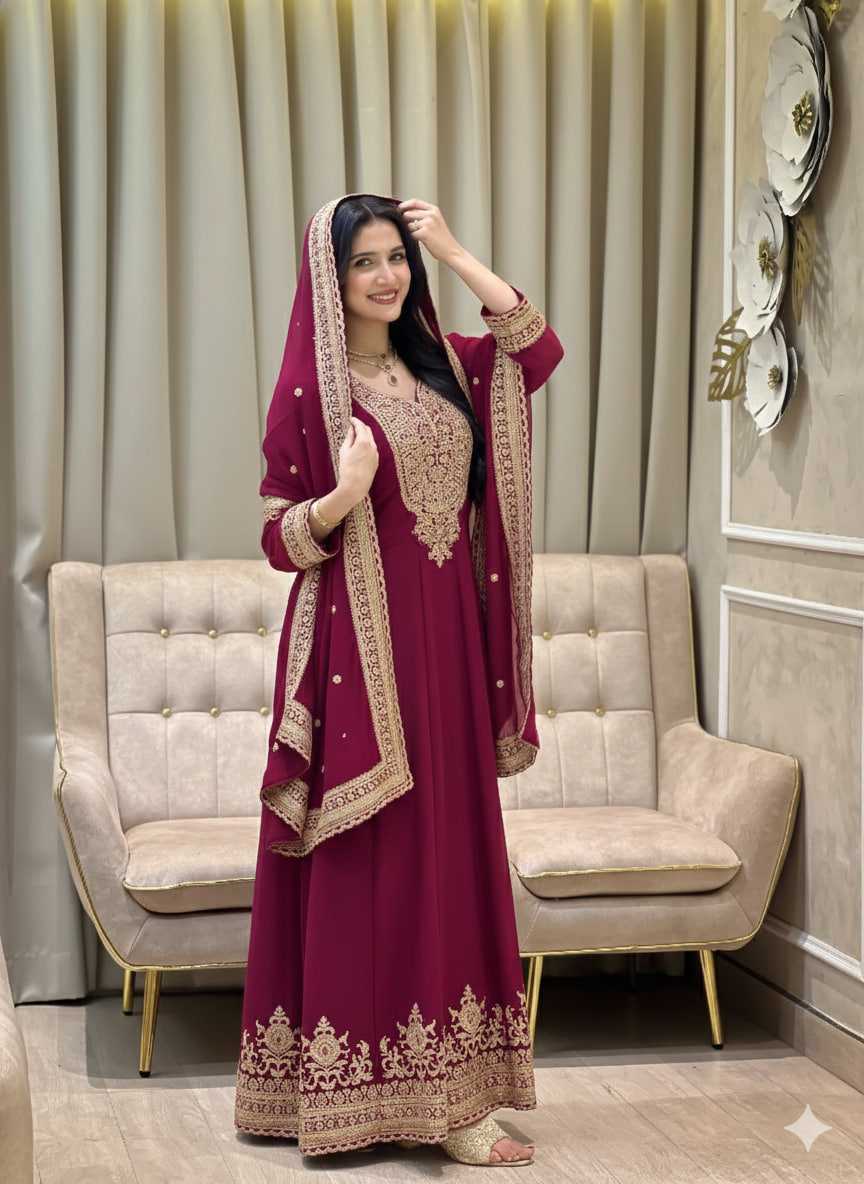 Ynf Faux Georgette RIN212 7099 Gowns Wholesale Embroidery Gowns Party Gowns Long Gowns Manufacturer- Kapda Export