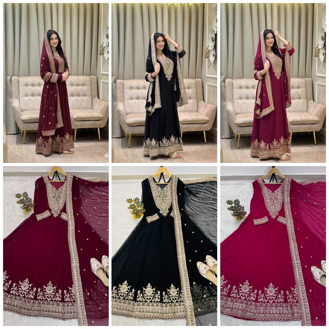 Ynf Faux Georgette RIN212 7099 Gowns Wholesale Embroidery Gowns Party Gowns Long Gowns Manufacturer- Kapda Export