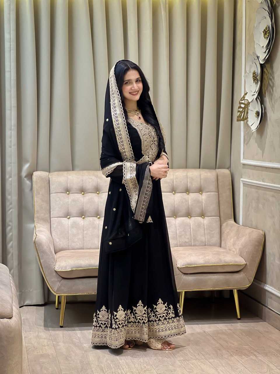 Ynf Faux Georgette RIN212 7099 Gowns Wholesale Embroidery Gowns Party Gowns Long Gowns Manufacturer- Kapda Export