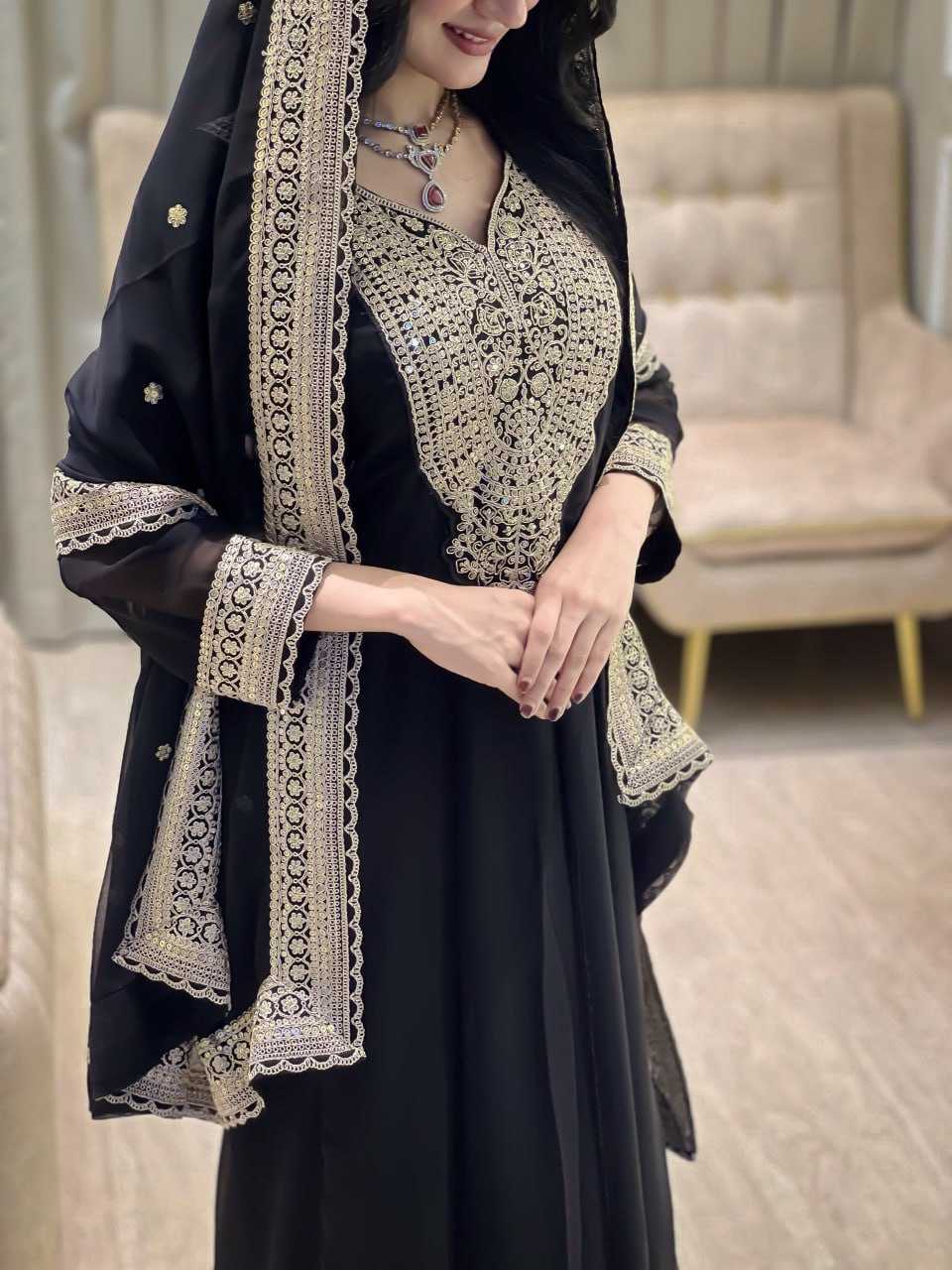 Ynf Faux Georgette RIN212 7099 Gowns Wholesale Embroidery Gowns Party Gowns Long Gowns Manufacturer- Kapda Export