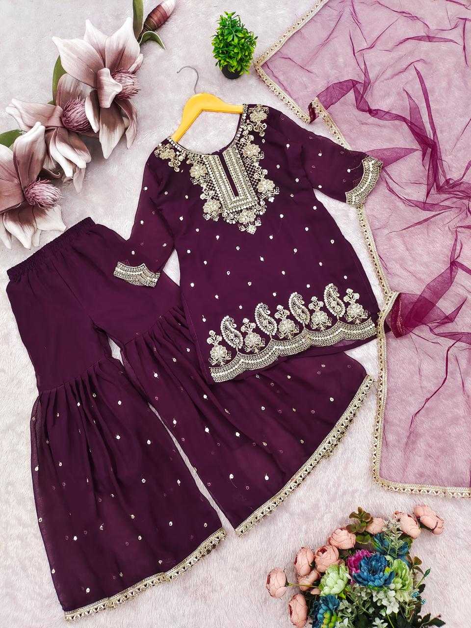 Ynf Faux Georgette RIN235 Siqwons Kids Wear Wholesale Kids Top & Pant Kids Ethnic Wear Kids Party Wear Ethnic Manufacturer- Kapda Export