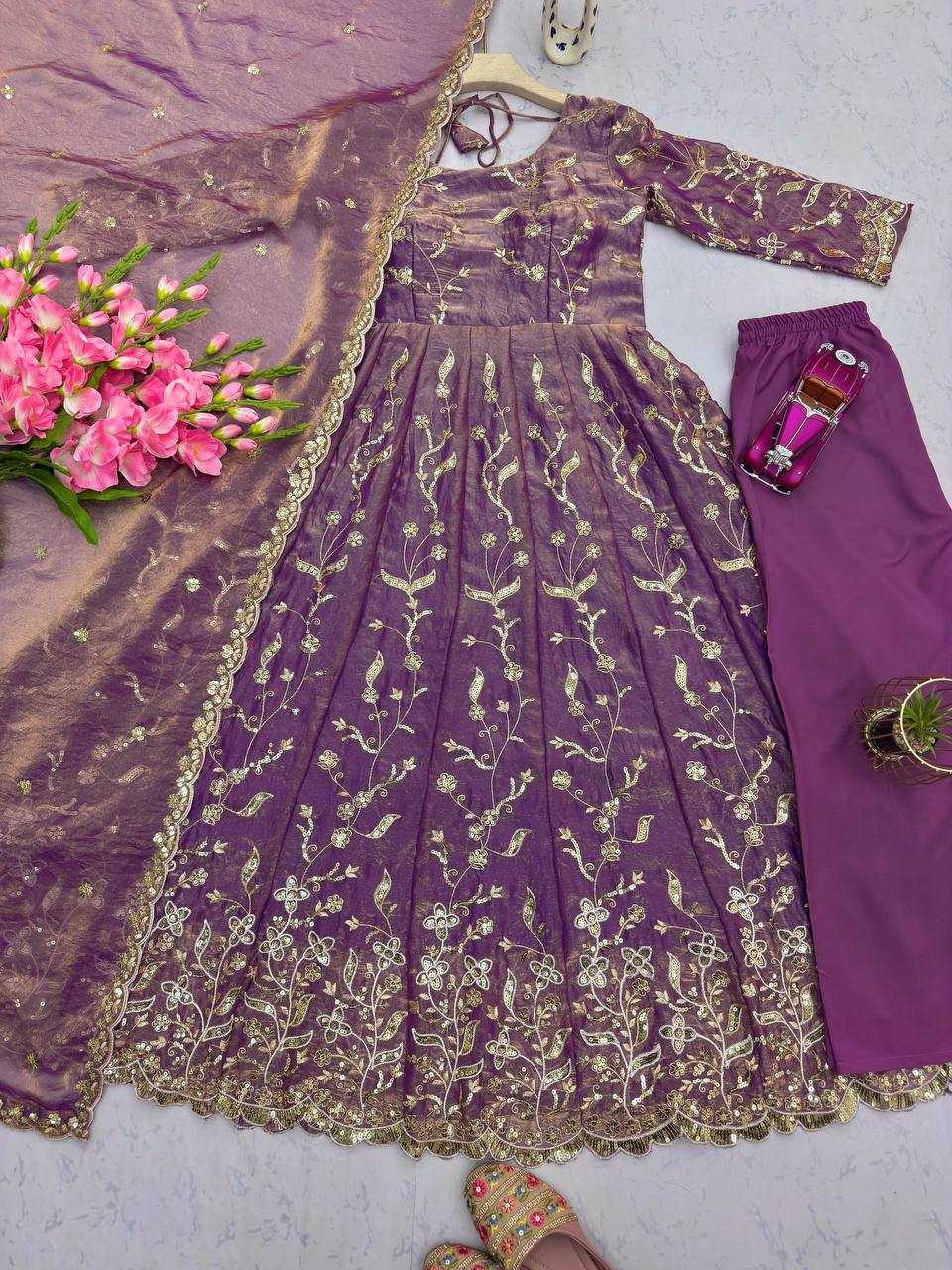 Ynf FENDY KESH490 689 Gowns Wholesale Embroidered Gown Party Wear Gowns Silk Gowns Manufacturer- Kapda Export