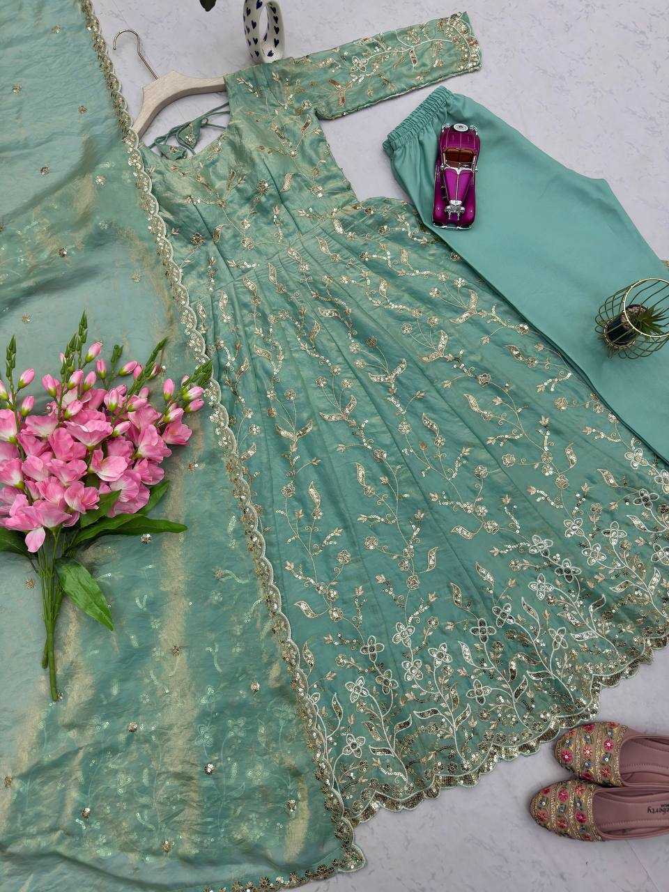 Ynf FENDY KESH490 689 Gowns Wholesale Embroidered Gown Party Wear Gowns Silk Gowns Manufacturer- Kapda Export