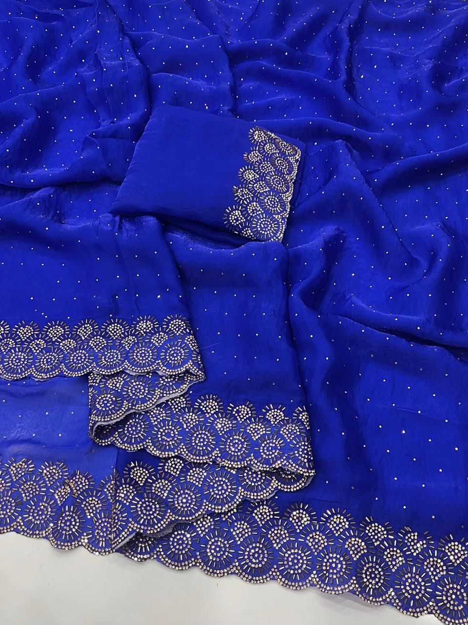 Ynf FENDY KESH547 SARAN Sarees Wholesale Embroidered Sarees Contemporary Sarees Satin Sarees Manufacturer- Kapda Export
