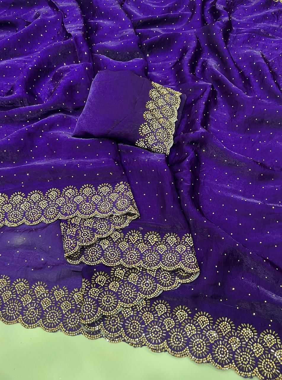 Ynf FENDY KESH547 SARAN Sarees Wholesale Embroidered Sarees Contemporary Sarees Satin Sarees Manufacturer- Kapda Export