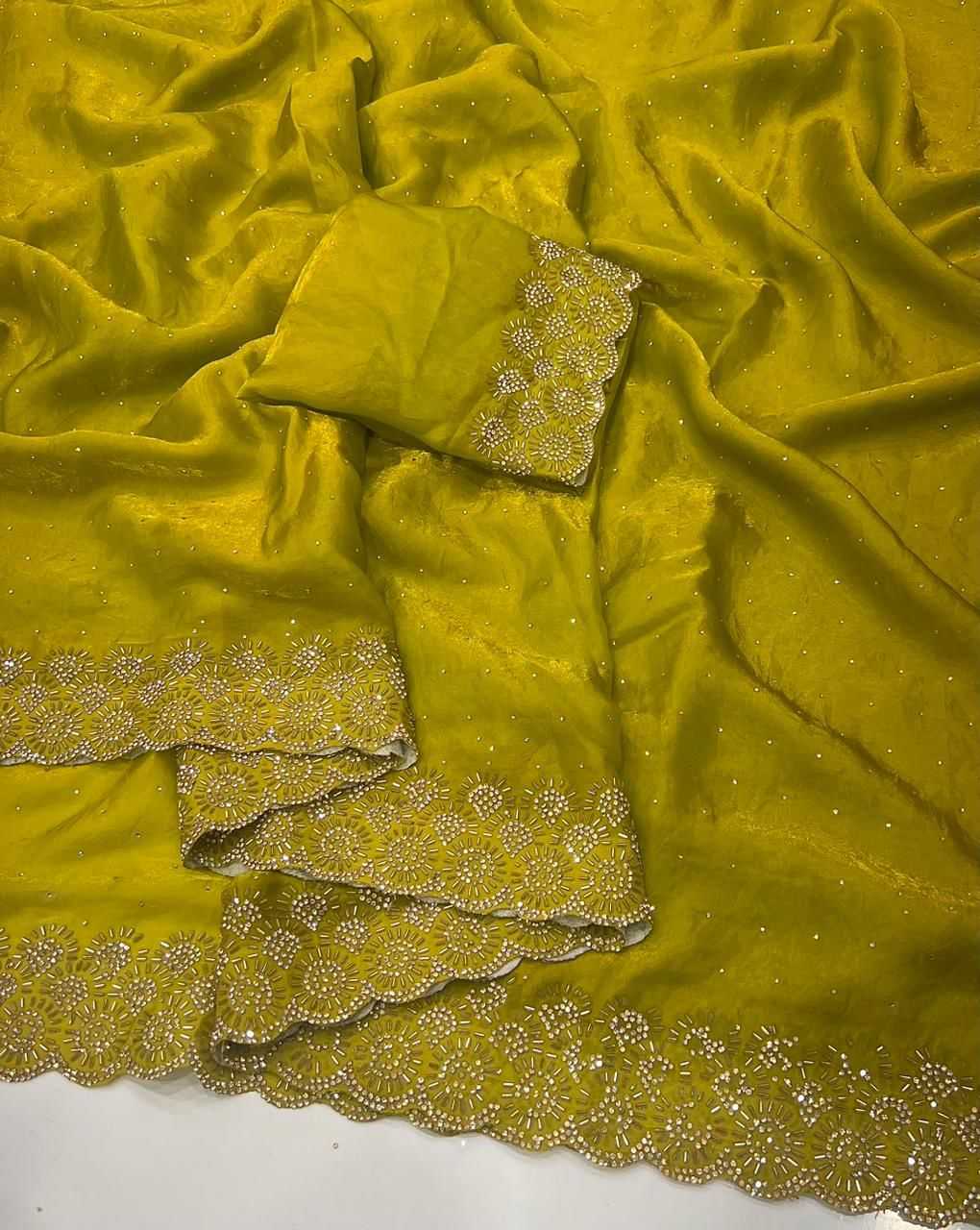 Ynf FENDY KESH547 SARAN Sarees Wholesale Embroidered Sarees Contemporary Sarees Satin Sarees Manufacturer- Kapda Export