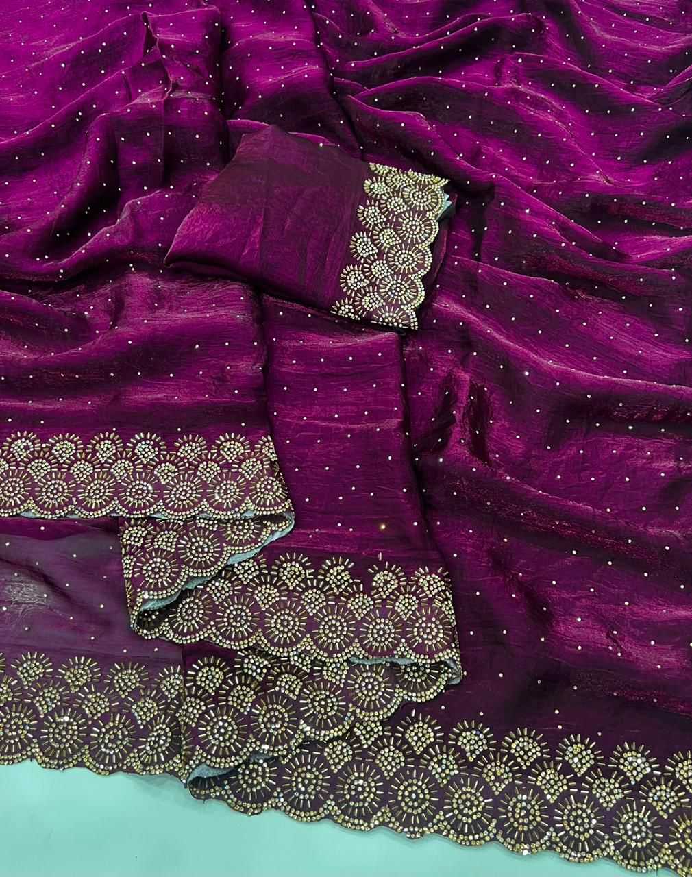 Ynf FENDY KESH547 SARAN Sarees Wholesale Embroidered Sarees Contemporary Sarees Satin Sarees Manufacturer- Kapda Export
