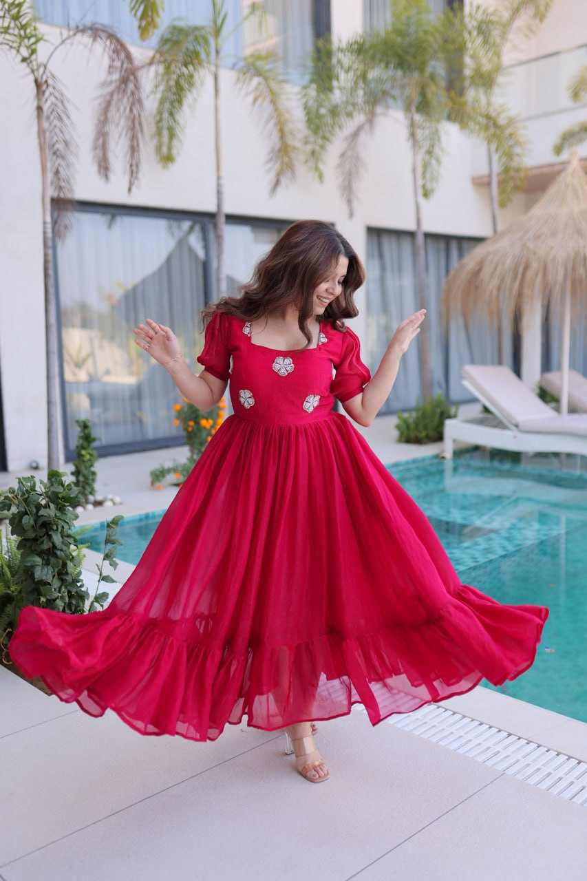 Ynf FENDY Silk KESH489 1224 Gowns Wholesale Embroidery Gowns Party Gowns Evening Gowns Manufacturer- Kapda Export