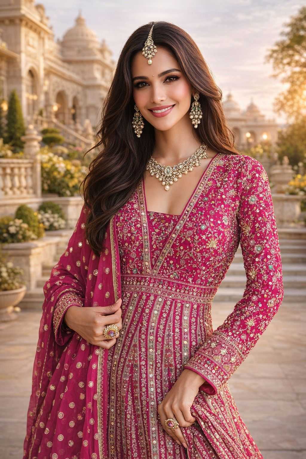 Ynf Georgette KESH481 MRUDANGI WOMANIYA 782 Gowns Wholesale Georgette Gown Embroidered Gown Wedding Gown Manufacturer- Kapda Export