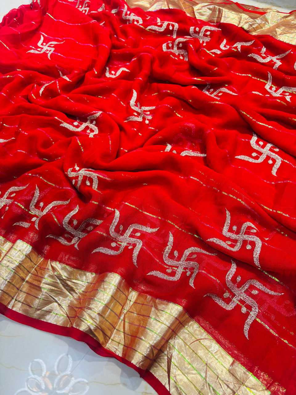 Ynf Georgette KESH503 shakiya 3 Sarees Wholesale Zari Border Sarees Modern Sarees Golden Sarees Manufacturer- Kapda Export