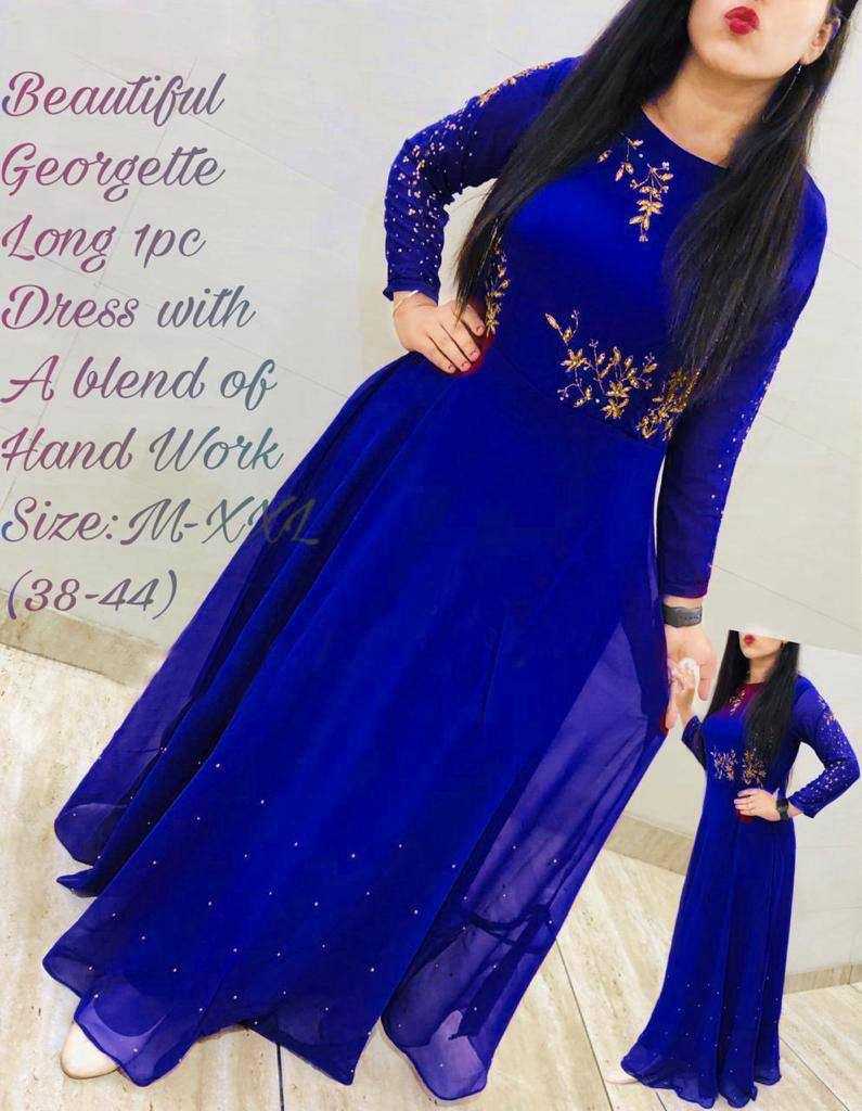 Ynf Georgette KESH544 GORGET Gowns Wholesale Embroidery Gowns Party Wear Gowns Designer Gowns Manufacturer- Kapda Export