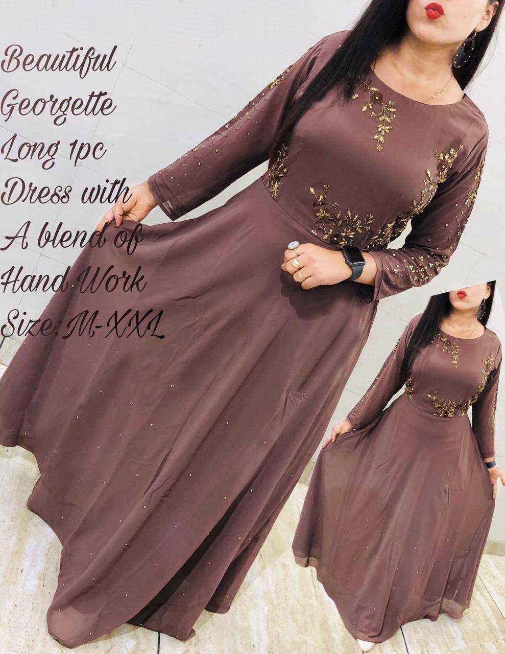 Ynf Georgette KESH544 GORGET Gowns Wholesale Embroidery Gowns Party Wear Gowns Designer Gowns Manufacturer- Kapda Export