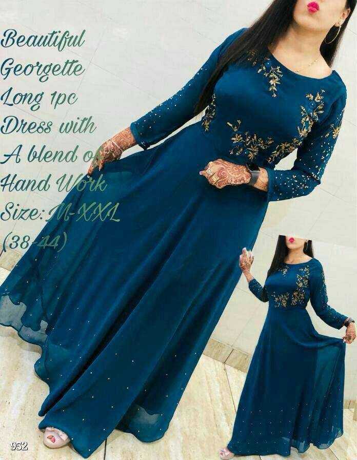 Ynf Georgette KESH544 GORGET Gowns Wholesale Embroidery Gowns Party Wear Gowns Designer Gowns Manufacturer- Kapda Export