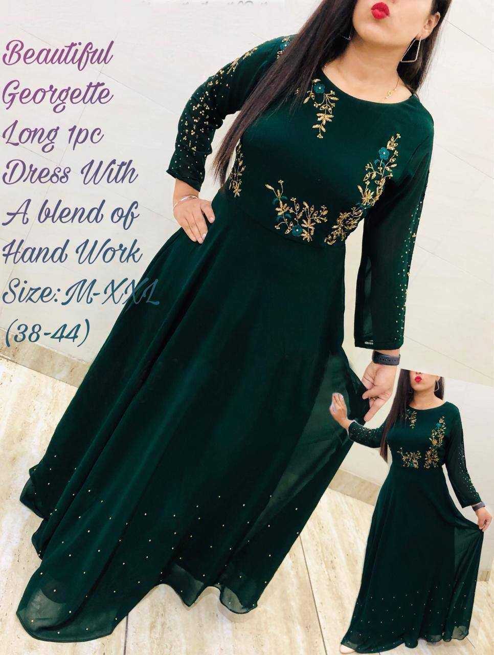 Ynf Georgette KESH544 GORGET Gowns Wholesale Embroidery Gowns Party Wear Gowns Designer Gowns Manufacturer- Kapda Export