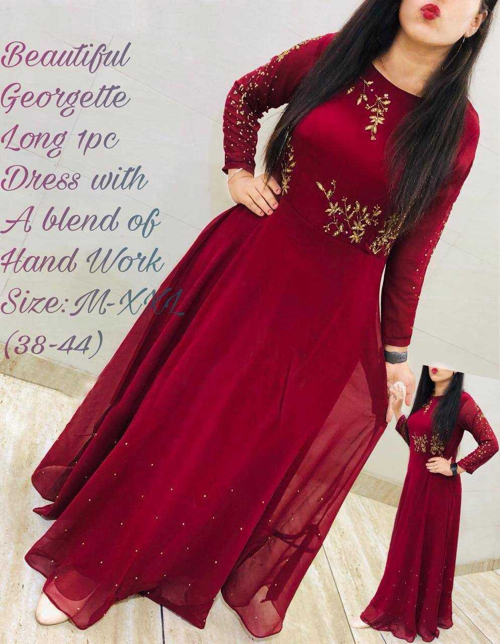 Ynf Georgette KESH544 GORGET Gowns Wholesale Embroidery Gowns Party Wear Gowns Designer Gowns Manufacturer- Kapda Export