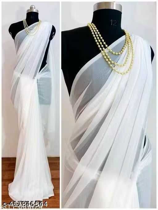 Ynf Georgette KESH649 SYNTHETIC Sarees Wholesale Fancy Sarees Georgette Sarees White Sarees Manufacturer- Kapda Export