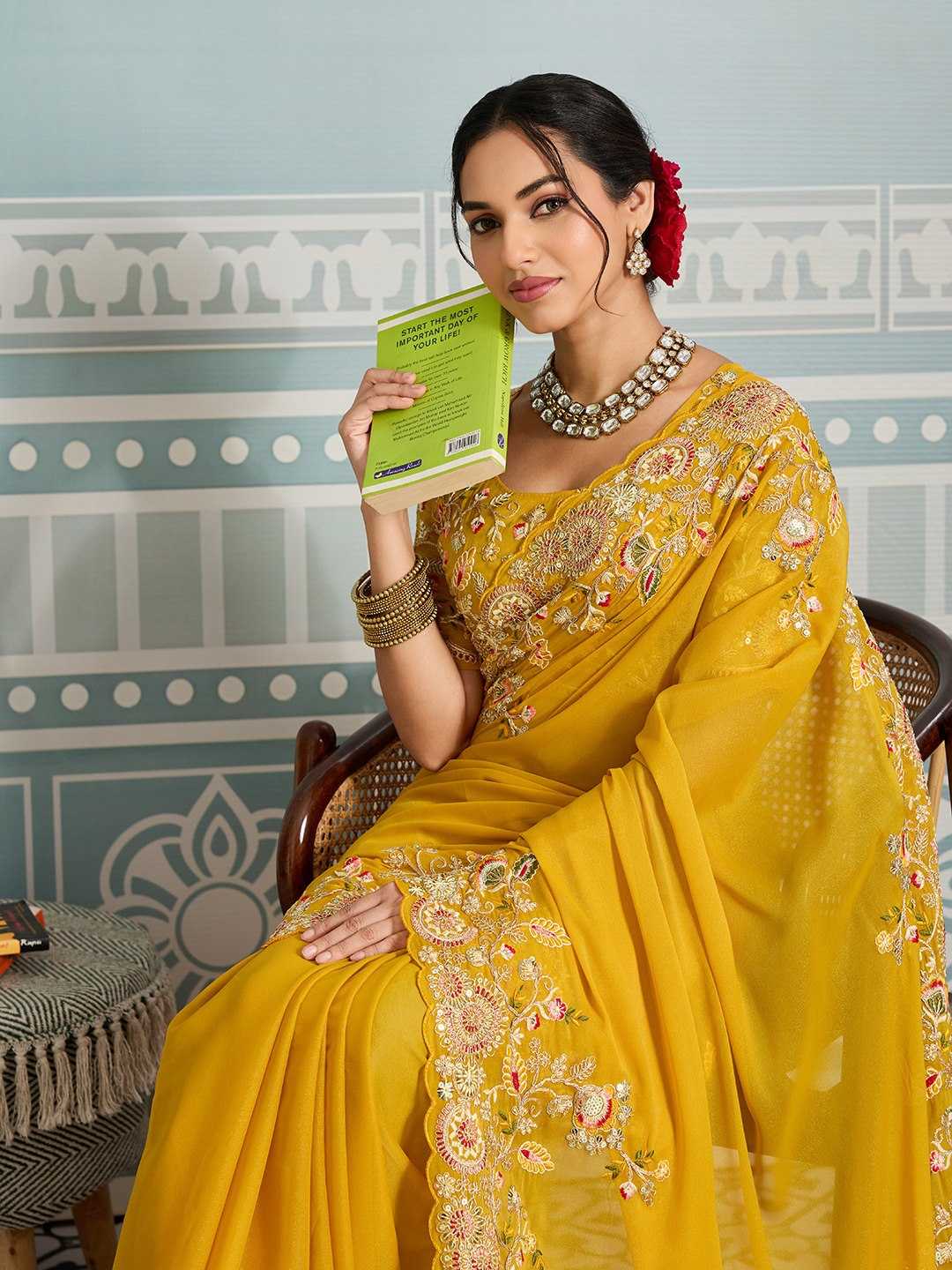 Ynf Georgette KESH659 Apexa Sarees Wholesale Party Wear Sarees Embroidered Sarees Heavy Work Sarees Manufacturer- Kapda Export