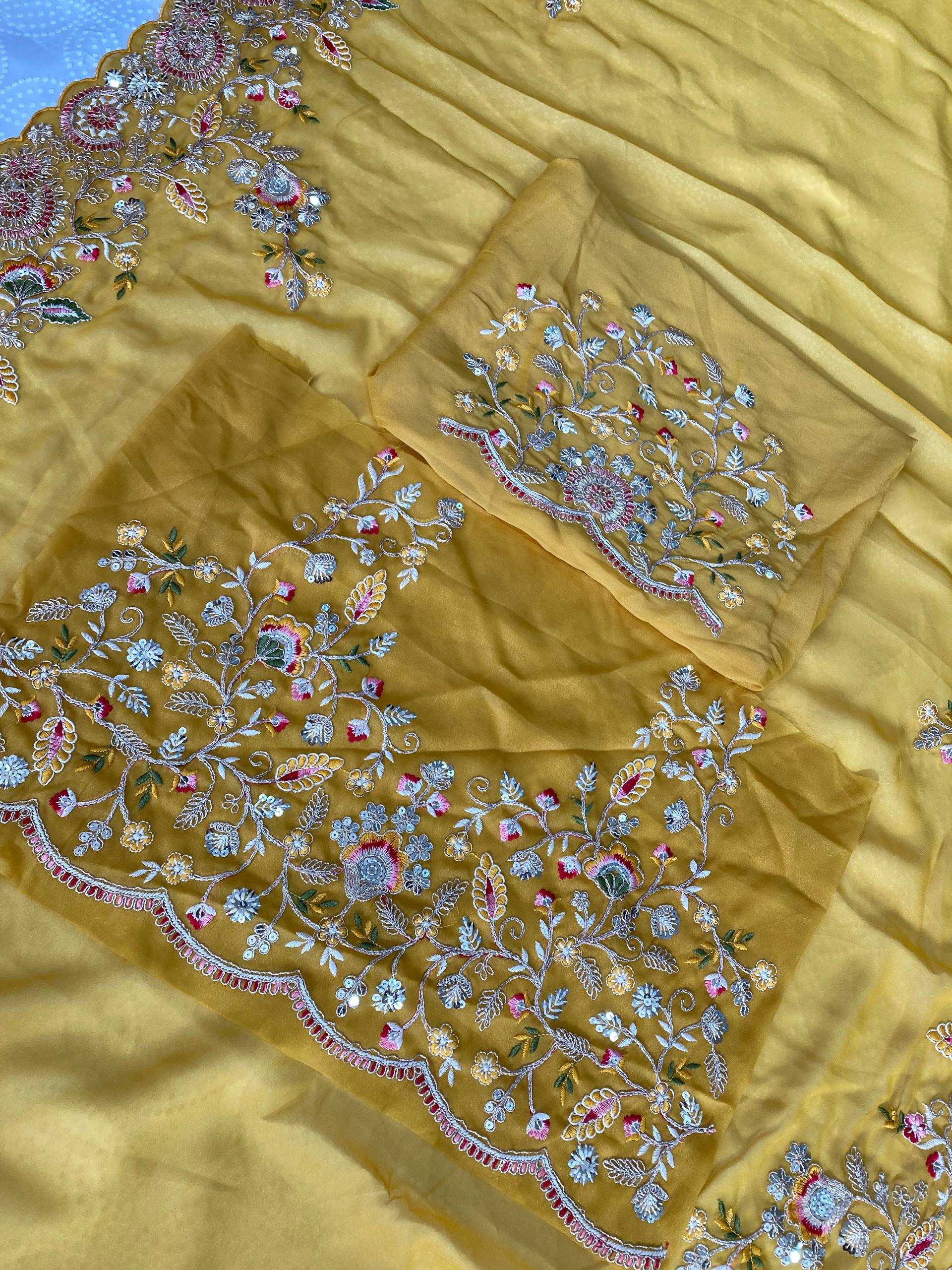 Ynf Georgette KESH659 Apexa Sarees Wholesale Party Wear Sarees Embroidered Sarees Heavy Work Sarees Manufacturer- Kapda Export