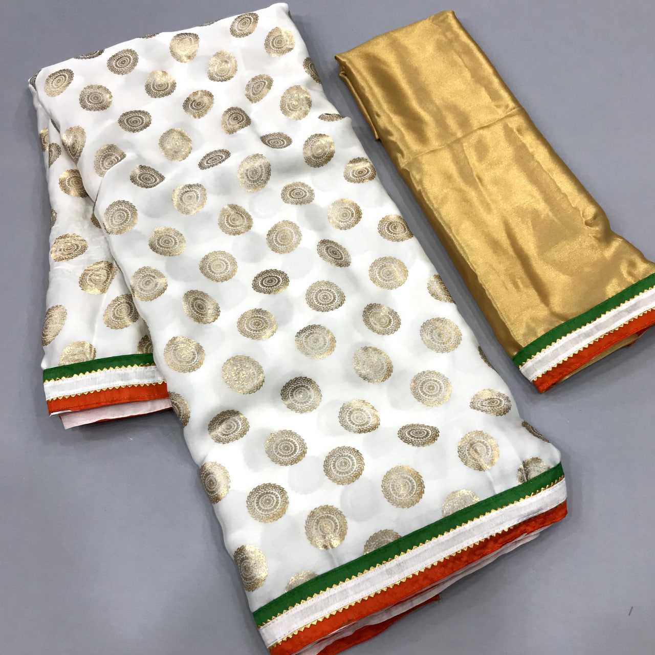 Ynf Georgette KESH663 Golden Super Sarees Wholesale Printed Sarees Floral Sarees Golden Sarees Manufacturer- Kapda Export