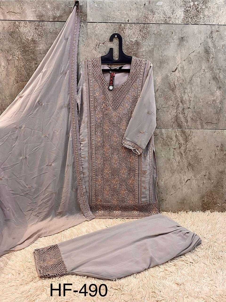 Ynf Georgette KESH677 HF-490 Suits & Dresses Islamic Clothing Festive Collections Wholesale Pakistani Suits Afghani Suits Kashmiri Suits Manufacturer- Kapda Export