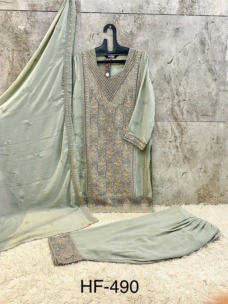 Ynf Georgette KESH677 HF-490 Suits & Dresses Islamic Clothing Festive Collections Wholesale Pakistani Suits Afghani Suits Kashmiri Suits Manufacturer- Kapda Export