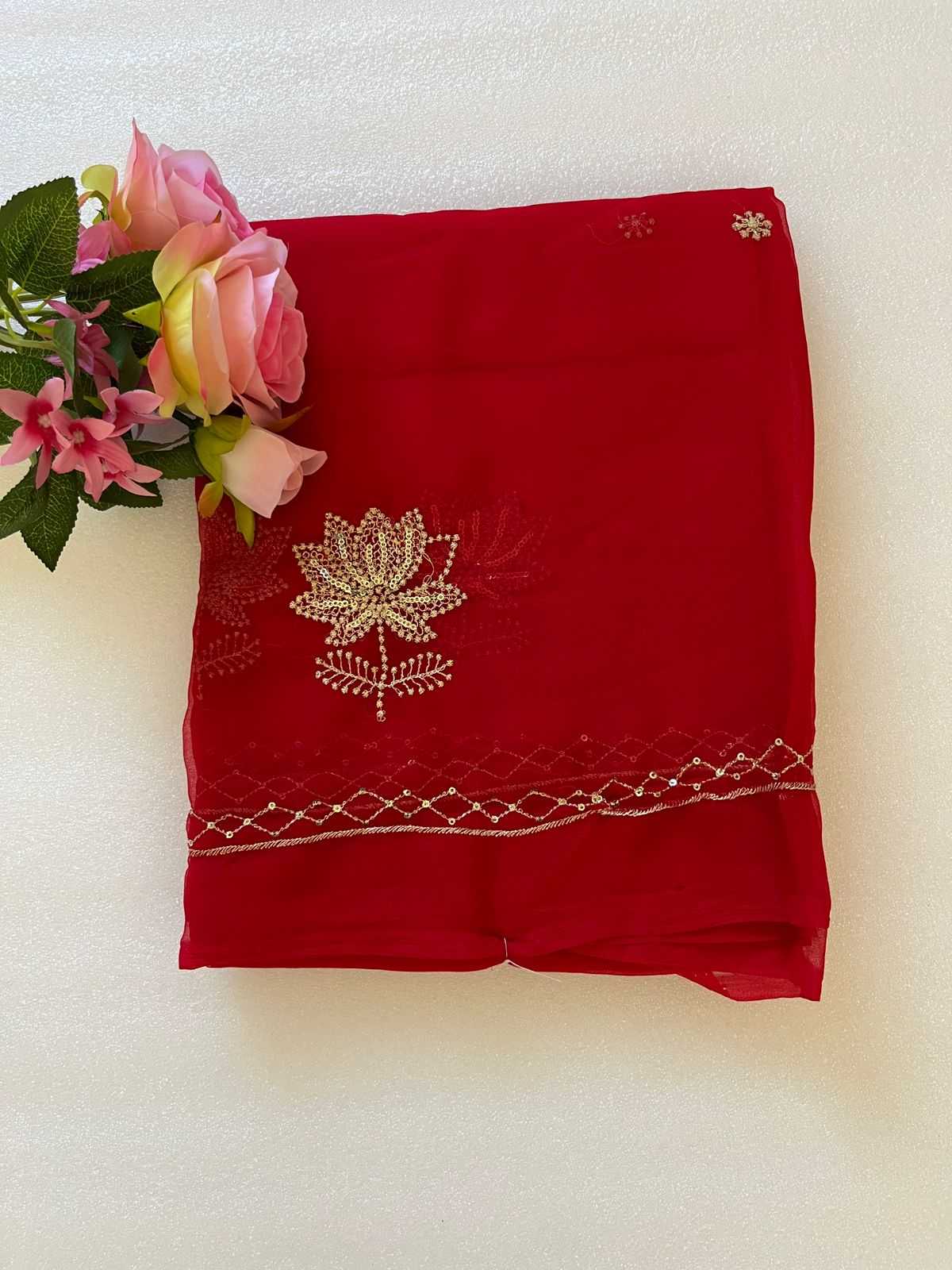 Ynf Georgette KESH696 009 Sarees Wholesale Sequence Sarees Work Sarees Embroidered Sarees Manufacturer- Kapda Export