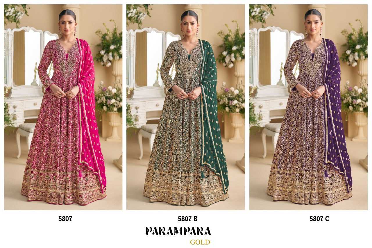 Ynf Georgette KESH704 SAYURI PARAMPARA 5807 Kurti Wholesale Georgette Kurti Embroidered Kurtis Party Wear Gown Style Kurtis Manufacturer- Kapda Export